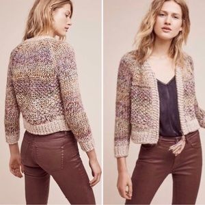 Anthropologie Aurora Zip Cardigan by Angel Of The North Wool Alpaca Blend Chunky